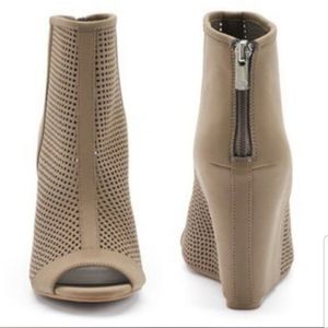 Juicy Couture Peep Toe Wedge Ankle Boots 6